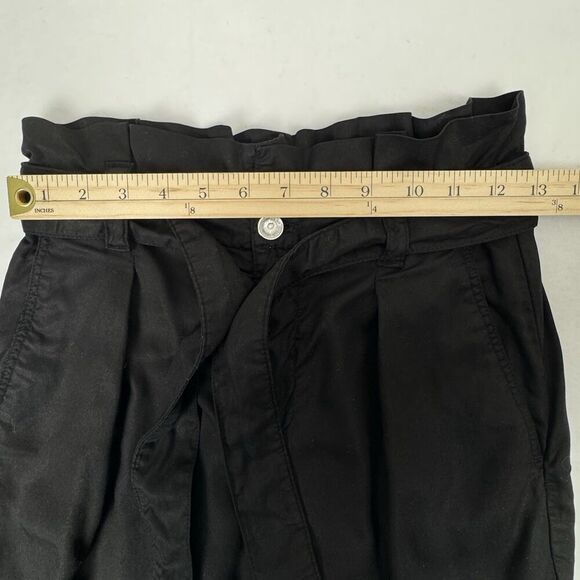 Zara Women's Paper Bag Waist Pants Black Small Wide Leg Crop Belted Office - Picture 13 of 16